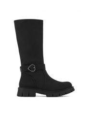 DeeZee Kozaki CEO-CS5907-18 Czarny. Czarne kozaki dziewczęce DeeZee, bez wzorów, z materiału, bez obcasa. Za 159.99 zł.