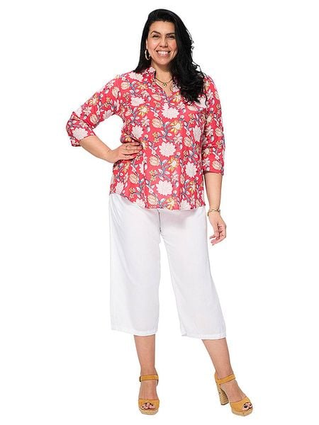 Aller Simplement Bluzka w kolorze czerwonym rozmiar: 54-58. Czerwone bluzki damskie Aller Simplement, bez wzorów, z bawełny, klasyczne, bez kołnierzyka, bez ramiączek. Za 78.99 zł.