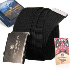 Pasek parciany Peterson PTN OLD SILVER-BLACK czarny. Czarne paski męskie Peterson, bez wzorów. Za 33.00 zł.