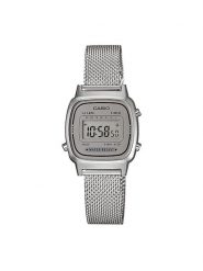 Casio Zegarek Vintage LA670WEM-7EF Srebrny. Szare, cyfrowe zegarki damskie Casio, srebrne. Za 189.99 zł.