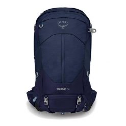 Plecak turystyczny męski Osprey Stratos. Niebieskie plecaki męskie Osprey, bez wzorów. Za 859.99 zł.