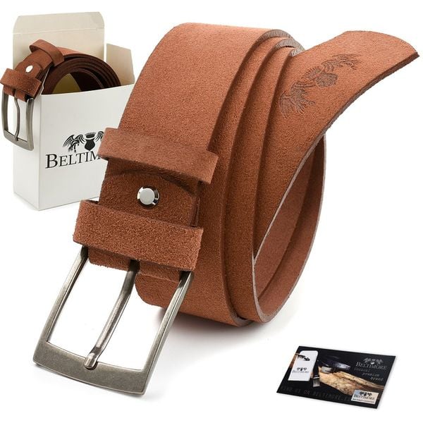Beltimore Męski Pasek Skórzany Pudełko Zamszowy Camel A78 : Kolory - Brązowy, Beżowy, Rozmiar Pasków - R.110-125 Cm. Brązowe paski męskie bez wzorów, z jeansu, eleganckie. Za 59.90 zł.