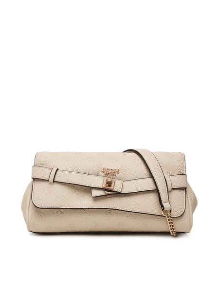 Guess Torebka Ella Logo HWPD97 46210 Beżowy jasny. Brązowe torebki klasyczne damskie Guess, z aplikacjami, ze skóry, bez dodatków. Za 584.99 zł.