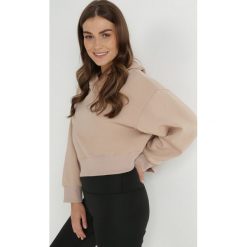 Beżowa Bluza Oversize z Kapturem Kolda. Brązowe bluzy sportowe damskie Born2be, l, z dzianiny. Za 99.99 zł.