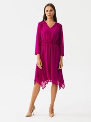 Stylove Sukienka w kolorze różowym rozmiar: XL. Różowe sukienki damskie Stylove, na co dzień, xl, bez wzorów, z asymetrycznym kołnierzem, bez ramiączek, midi, asymetryczne. Za 240.99 zł.