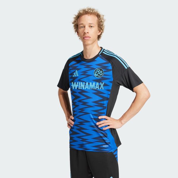 Koszulka RC Strasbourg 24/25 Third. Czarne t-shirty sportowe męskie Adidas, xs, bez ramiączek, do piłki nożnej. W wyprzedaży za 359.20 zł.
