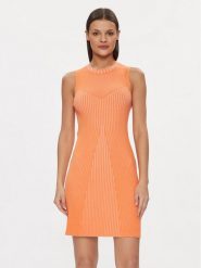 Guess Sukienka dzianinowa Allie W4RK20 Z2YN2 Pomarańczowy Slim Fit. Brązowe sukienki damskie Guess, s, z aplikacjami, z dzianiny, bez kołnierzyka, bez ramiączek. Za 309.99 zł.