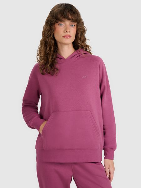 4F Bluza dresowa regular z kapturem damska - fioletowa M. Fioletowe bluzy z kapturem damskie 4f, m, z bawełny. Za 149.99 zł.