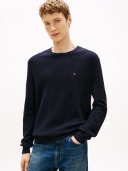 Tommy Hilfiger sweter Mężczyźni Bawełna niebieski, L. Niebieskie swetry męskie Tommy Hilfiger, l, bez wzorów, z bawełny, bez kołnierzyka. Za 379.95 zł.