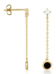 OR ÉCLAT Złote kolczyki-wkrętki "Eclipse" z cyrkoniami rozmiar: onesize. Czarne kolczyki damskie Or Éclat, z cyrkonią, złote. Za 434.99 zł.