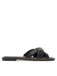 MICHAEL Michael Kors Klapki Tiffanie Flat Slide 40S4TFFS1D Czarny. Czarne klapki damskie MICHAEL Michael Kors, bez wzorów, ze skóry, bez obcasa. Za 549.99 zł.