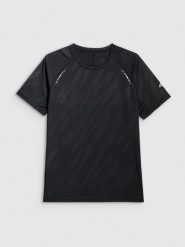 4F Koszulka do biegania szybkoschnąca męska - czarna S. Czarne t-shirty sportowe męskie 4f, m, z tkaniny, bez ramiączek, do biegania. Za 129.99 zł.