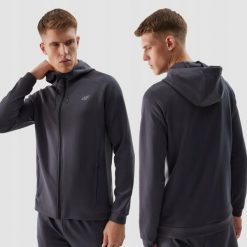 BLUZA MĘSKA 4F BLUZA TRENINGOWA ROZPINANA Z KAPTUREM TFSWM393 KOLOR SZARY. Szare bluzy z kapturem męskie 4f, l, z materiału. Za 199.99 zł.