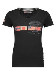 Geographical Norway Koszulka w kolorze czarnym rozmiar: XL. Czarne bluzki damskie Geographical Norway, xl, bez wzorów, z bawełny, bez kołnierzyka, bez ramiączek. Za 48.28 zł.