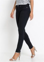 Dżinsy Skinny, mid waist, cropped. Czarne jeansy damskie bonprix, petite. Za 122.99 zł.