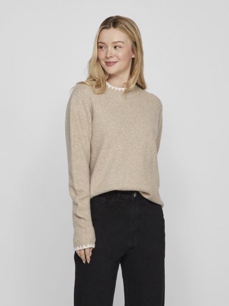 Vila sweter z dzianiny - VIHefna Kobiety beżowy, M. Brązowe swetry klasyczne damskie Vila, m, z dzianiny, bez kołnierzyka. Za 139.95 zł.