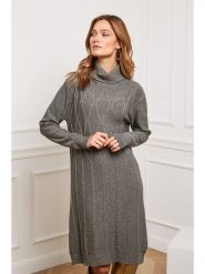 Joséfine Sukienka dzianinowa "Felicidad" w kolorze khaki rozmiar: S. Brązowe sukienki damskie Joséfine, na co dzień, s, bez wzorów, z dzianiny, bez kołnierzyka, bez ramiączek, midi, proste. Za 178.79 zł.