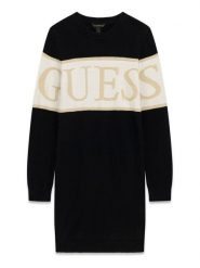 Guess Sukienka dzianinowa J6BK06 Z1295 Czarny Regular Fit. Czarne sukienki dziewczęce Guess, z aplikacjami, z bawełny, bez ramiączek. Za 264.99 zł.