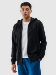 4F Bluza dresowa rozpinana z kapturem męska - czarna L. Czarne bluzy sportowe męskie 4f, bez wzorów, z bawełny, sportowe, bez kołnierzyka, bez ramiączek. Za 169.99 zł.