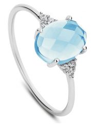DIA DIAMONDS Srebrny pierścionek z diamentami i topazem rozmiar: 58. Niebieskie pierścionki damskie DIA DIAMONDS, z diamentem, srebrne. Za 232.78 zł.
