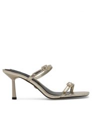 Nine West Klapki ZL23005-1CC Złoty. Żółte klapki damskie Nine West, bez wzorów, ze skóry, bez obcasa. Za 239.99 zł.