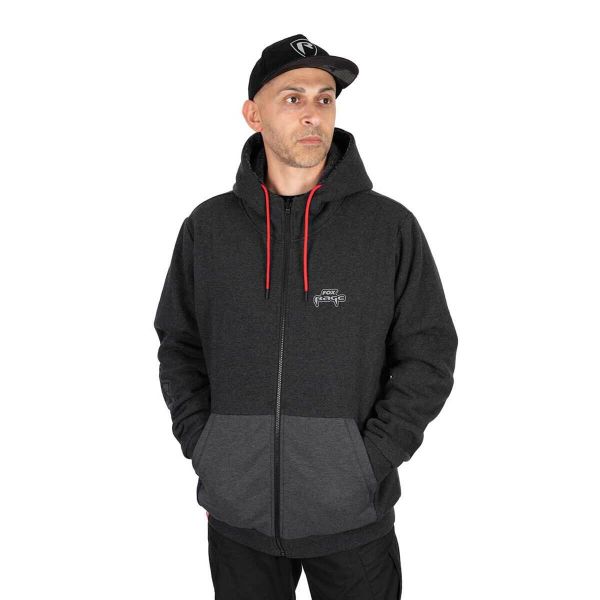 Bluza z kapturem z pełnym zamkiem błyskawicznym Fox Rage Sherpa. Czarne bluzy z kapturem męskie Fox Rage, na zimę, l, z bawełny. Za 405.00 zł.