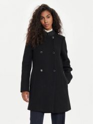 Morgan Płaszcz wełniany 242-GSUZI Czarny Slim Fit. Czarne płaszcze damskie Morgan, na zimę, bez wzorów, z syntetyku. Za 819.99 zł.