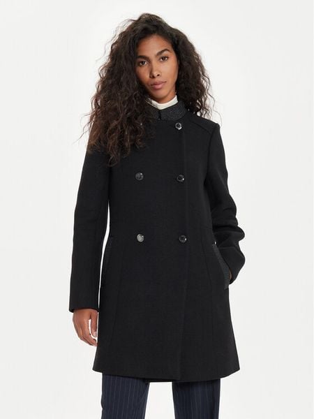 Morgan Płaszcz wełniany 242-GSUZI Czarny Slim Fit. Czarne płaszcze damskie Morgan, na zimę, bez wzorów, z syntetyku. Za 819.99 zł.