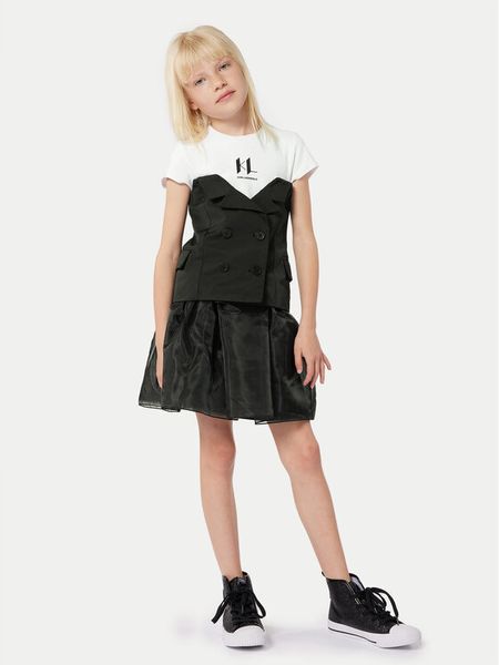 Karl Lagerfeld Kids Sukienka codzienna Z30086 D Czarny Regular Fit. Czarne sukienki dziewczęce Karl Lagerfeld Kids, bez wzorów, z syntetyku, bez ramiączek. Za 392.99 zł.