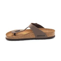Japonki damskie Birkenstock 043751. Brązowe klapki damskie Birkenstock, bez wzorów, z materiału, bez obcasa. Za 679.00 zł.
