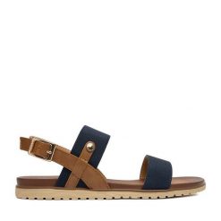 Sandały Beverly Hills Polo Club. Niebieskie sandały damskie Beverly Hills Polo Club, bez wzorów, bez obcasa, na płaskiej podeszwie. Za 129.99 zł.