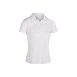 Koszulka tenisowa Essential 100 damska. Białe t-shirty damskie ARTENGO, bez wzorów, z materiału, bez kołnierzyka. Za 19.99 zł.