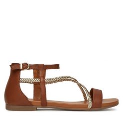 Sandały Tamaris. Brązowe sandały damskie Tamaris, bez wzorów, bez obcasa, na płaskiej podeszwie. Za 299.99 zł.