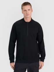 4F Bluza dresowa nierozpinana bez kaptura męska - czarna L. Czarne bluzy bez kaptura męskie 4f, bez wzorów, z bawełny, eleganckie, bez kołnierzyka, bez ramiączek. W wyprzedaży za 69.99 zł.