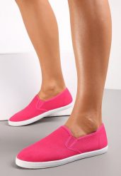 Fuksjowe Materiałowe Tenisówki na Elastycznej Podeszwie Aishani. Czerwone trampki i tenisówki damskie Renee, bez wzorów, z jeansu. Za 39.99 zł.