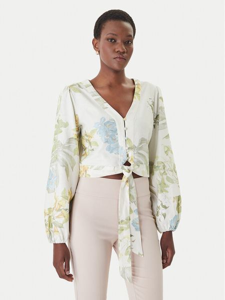 Guess Bluzka W6GHA4 W2565 Kremowy Regular Fit. Białe bluzki damskie Guess, m, z aplikacjami, z wiskozy, bez ramiączek. Za 524.99 zł.