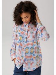 Aniston Bluzka w kolorze błękitno-pomarańczowym rozmiar: 42. Niebieskie bluzki damskie Aniston, bez wzorów, z wiskozy, bez kołnierzyka, bez ramiączek. Za 85.95 zł.