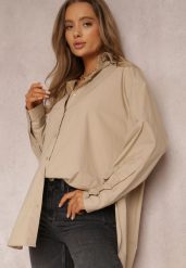 Beżowa Koszula Bawełniana Aquida. Brązowe koszule damskie Renee, l, bez wzorów, z bawełny, bez kołnierzyka, bez ramiączek. Za 109.99 zł.