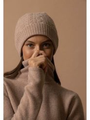 Perfect Cashmere Kaszmirowa czapka "Popi" w kolorze beżowym rozmiar: onesize. Brązowe czapki zimowe damskie Perfect Cashmere, z kaszmiru. Za 171.28 zł.