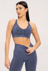 Stanik fitness cardio damski Gym Glamour seamless dark. Niebieskie biustonosze sportowe damskie GYM GLAMOUR, bez wzorów. Za 159.99 zł.