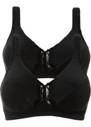 Biustonosz bez fiszbinów z bawełną organiczną (2 szt.). Białe biustonosze bonprix, z aplikacjami, z bawełny. Za 94.99 zł.