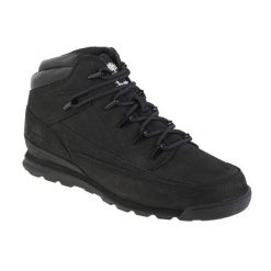 Buty zimowe męskie, Timberland Euro Rock WR Basic. Czarne buty trekkingowe męskie Timberland, na zimę, z materiału, bez zapięcia, trekkingowe. Za 549.99 zł.