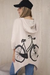 Bluza z nadrukiem roweru beżowa. Brązowe bluzy z kapturem damskie KESI, l, z bawełny. Za 218.51 zł.