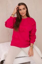 Bluza ocieplana ze ściągaczem i ozdobnymi kokardami fuksja. Czerwone bluzy bez kaptura damskie KESI, l, z bawełny. Za 204.91 zł.