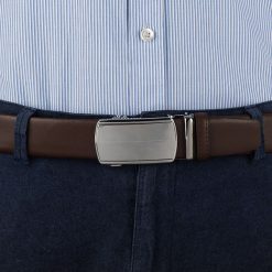 Pasek męski skórzany 3,5 cm klamra automatyczna Beltimore brązowy 02-576 : Kolory - brązowy, beżowy, Rozmiar pasków - r.110-125 cm. Brązowe paski męskie bez wzorów, ze skóry, wizytowe. Za 64.99 zł.