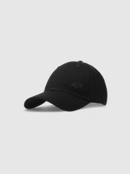 4F Czapka z daszkiem strapback uniseks - czarna S/M. Czarne czapki z daszkiem damskie 4f, bez wzorów, z bawełny. Za 59.99 zł.