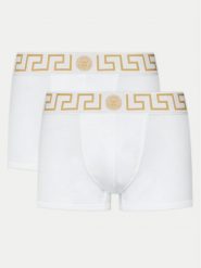 Versace Komplet 2 par bokserek AU10181 1A10011 Biały. Białe bokserki męskie Versace, bez wzorów, z bawełny. Za 319.99 zł.