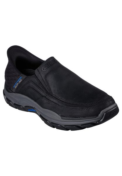 Buty sportowe Sneakersy męskie, Skechers Respected - Elgin Slip-ins. Czarne buty sportowe na co dzień męskie Skechers, z materiału, bez zapięcia, trekkingowe. Za 399.99 zł.