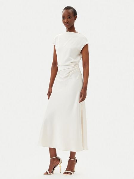 Imperial Sukienka koktajlowa AEAOJBA Écru Regular Fit. Sukienki damskie Imperial, l, bez wzorów, z syntetyku, wizytowe, bez kołnierzyka, bez ramiączek. Za 219.99 zł.