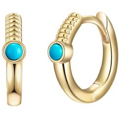 Glanzstücke München Srebrne kolczyki kreole srebro wysokiej próby Turkusowy (rek.) żółte złoto Kolczyki 1 ct Damski. Niebieskie kolczyki damskie Glanzstücke München, z turkusem, srebrne. Za 129.99 zł.